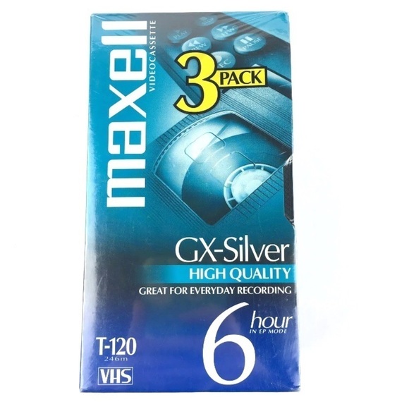 3 MAXELL VHS Tapes GX-Silver T-120 6 Hour Blank Factory Sealed - Picture 2 of 6